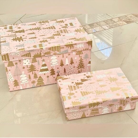 Set of 2 Pink Christmas Gift Boxes - Picture 2 of 9
